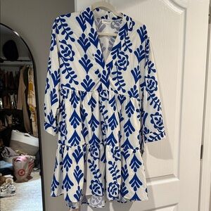 Blue and White Floral Dress